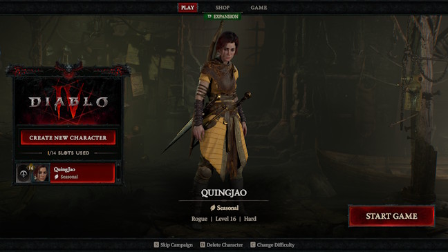 Creé un pícaro en Diablo 4