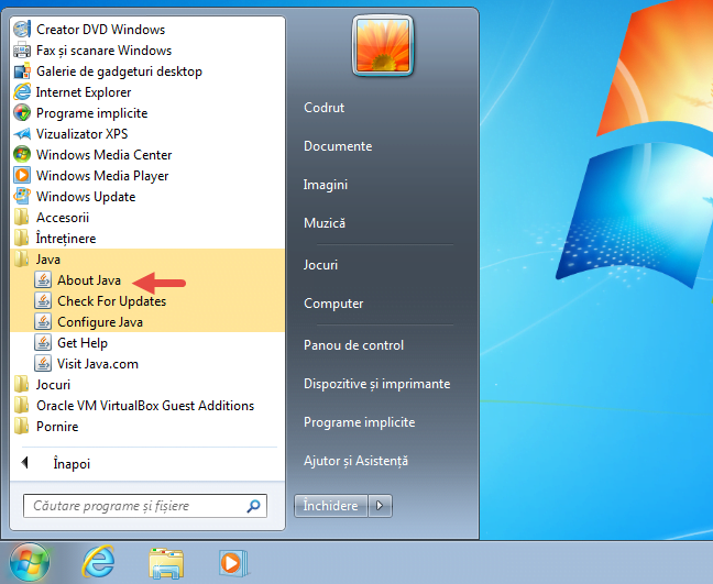 Java, versión